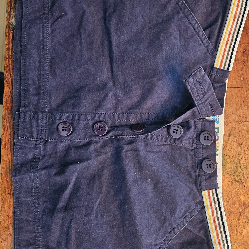 Roxy Navy Mini Skirt with Button Detail